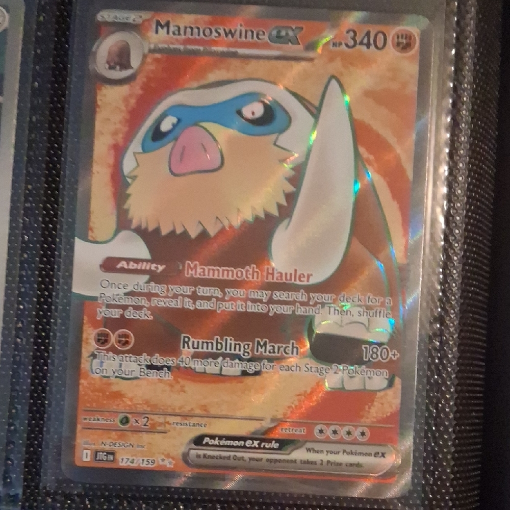 Pokemon Mamoswine-GX Holo Foil Card - Orange, Blue, Pink, White